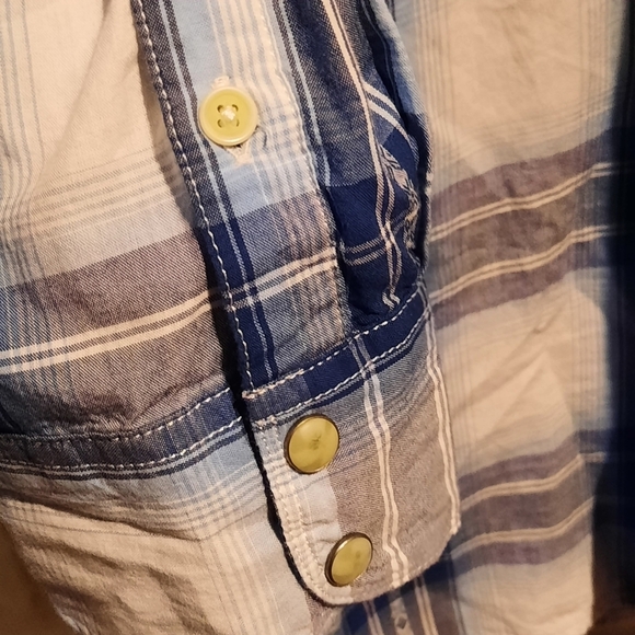 Lucky Brand Western Pearl Snap Shirt Mens XXL 2XL Blue Plaid Southwest Cowboy - Picture 7 of 11